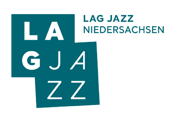 Logo der LAG JAZZ Niedersachsen mit überlappenden grünen Quadraten.